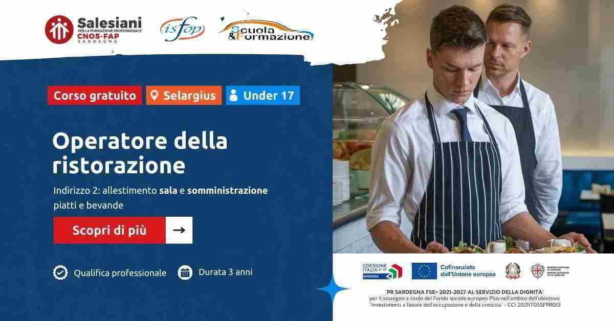 Operatore della ristorazione in formazione durante il corso a Selargius.